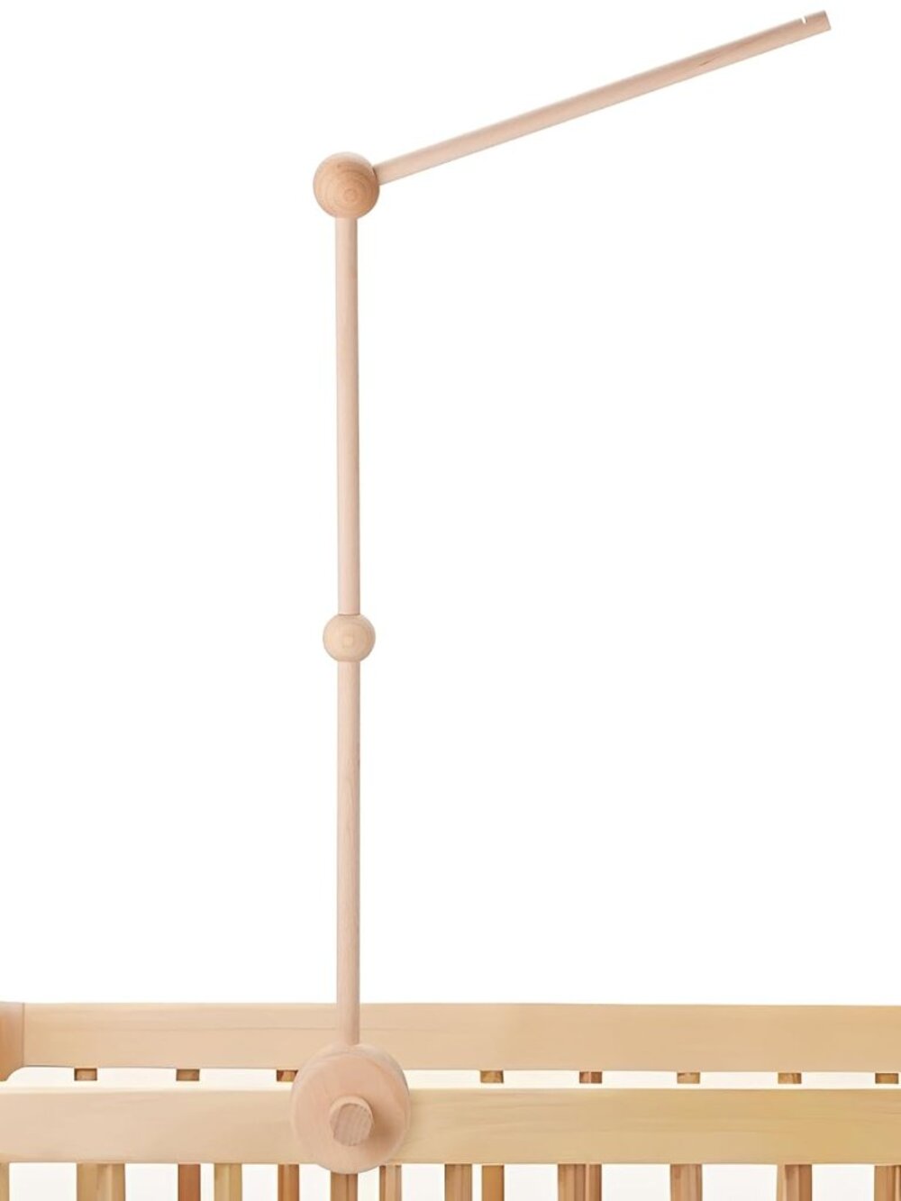 Baby Crib Arm, Beech Wood Holder with Clamp